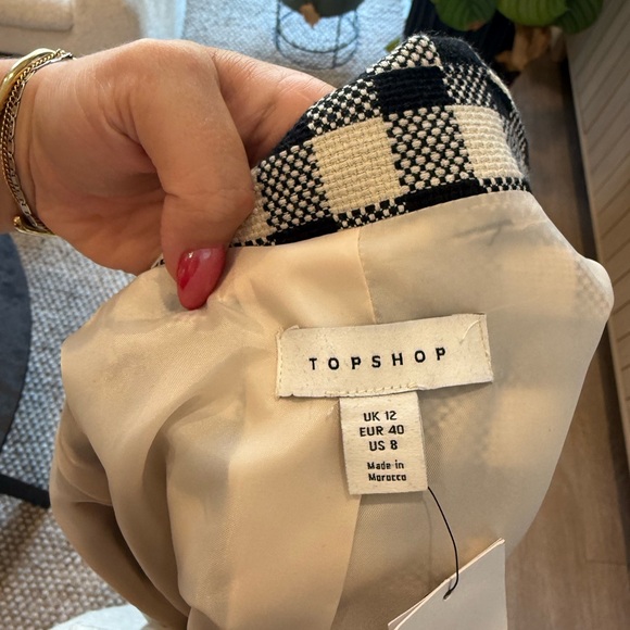 Topshop Black and White Checkered Blazer - Picture 2 of 4